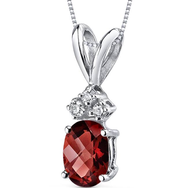 Oravo 14k White Gold Oval-cut Gemstone Diamond Accent Pendant - Created Ruby