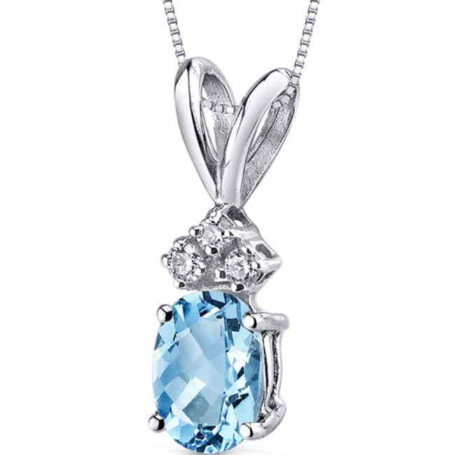 Oravo 14k White Gold Oval-cut Gemstone Diamond Accent Pendant