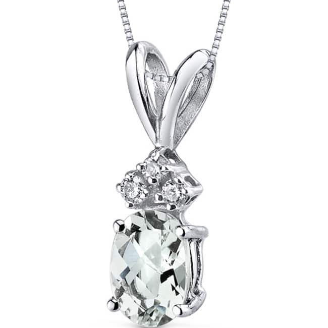 Oravo 14k White Gold Oval-cut Gemstone Diamond Accent Pendant