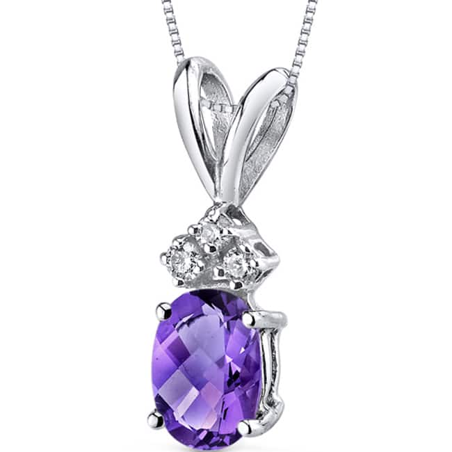 Oravo 14k White Gold Oval-cut Gemstone Diamond Accent Pendant