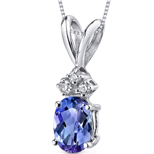 Oravo 14k White Gold Oval-cut Gemstone Diamond Accent Pendant