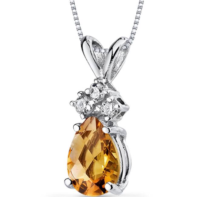 Oravo 14k White Gold Pear-cut Gemstone and Diamond Accent Pendant Necklace