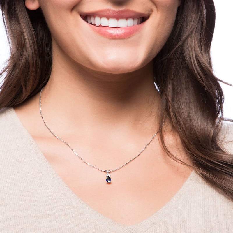 Oravo 14k White Gold Pear-cut Gemstone and Diamond Accent Pendant Necklace