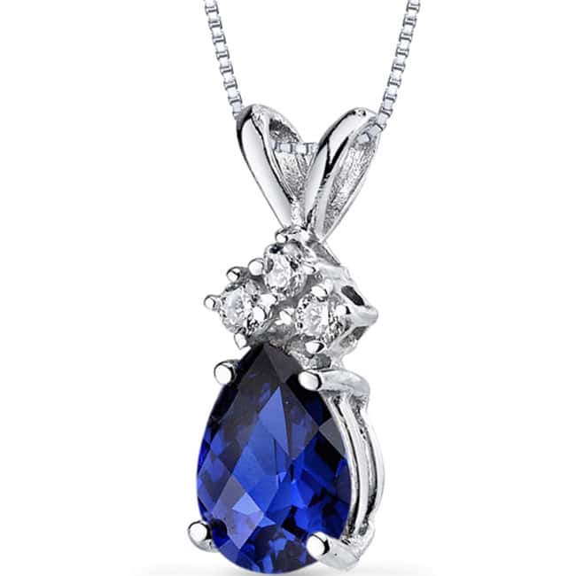 Oravo 14k White Gold Pear-cut Gemstone and Diamond Accent Pendant Necklace