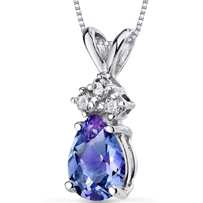Oravo 14k White Gold Pear-cut Gemstone and Diamond Accent Pendant Necklace - Created Alexandrite