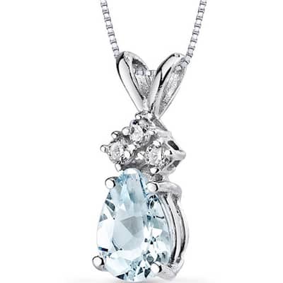 Oravo 14k White Gold Pear-cut Gemstone and Diamond Accent Pendant Necklace