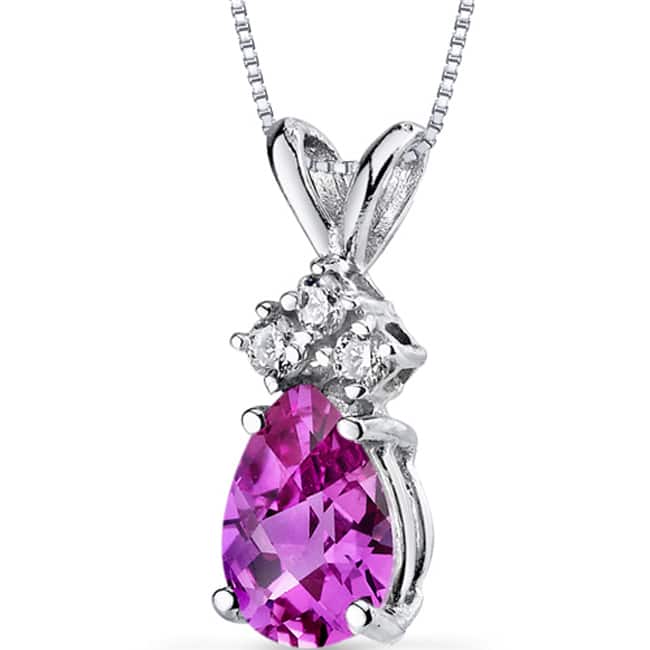 Oravo 14k White Gold Pear-cut Gemstone and Diamond Accent Pendant Necklace
