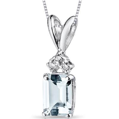 Oravo 14k White Gold Emerald-cut Gemstone Diamond Accent Pendant