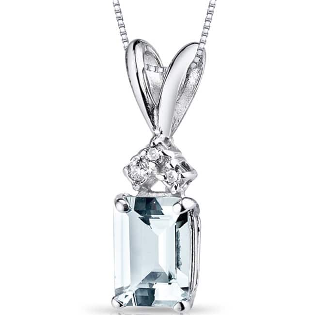 Oravo 14k White Gold Emerald-cut Gemstone Diamond Accent Pendant