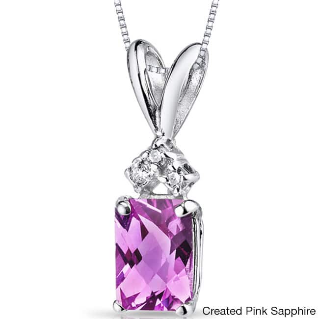 Oravo 14k White Gold Emerald-cut Gemstone Diamond Accent Pendant