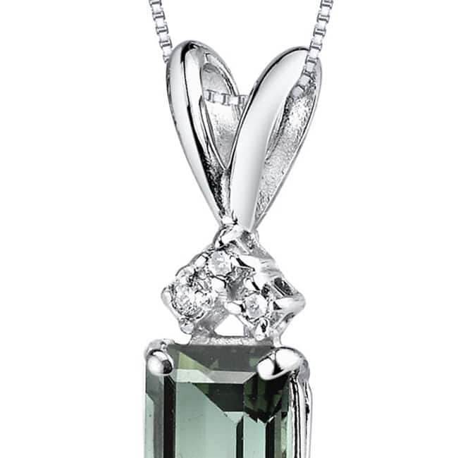Oravo 14k White Gold Emerald-cut Gemstone Diamond Accent Pendant