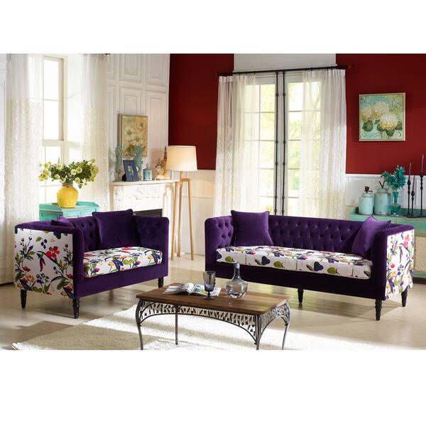 Shop Flynn French Inspired Purple Velvet And Calico