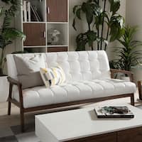 Carson Carrington Karkkila Mid-century White Faux Leather Sofa