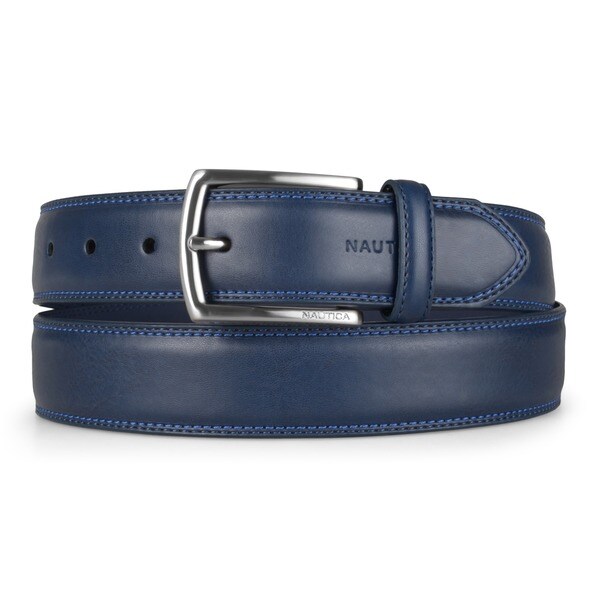 Shop Nautica Men's Genuine Leather Double Stitched Belt - Free Shipping ...