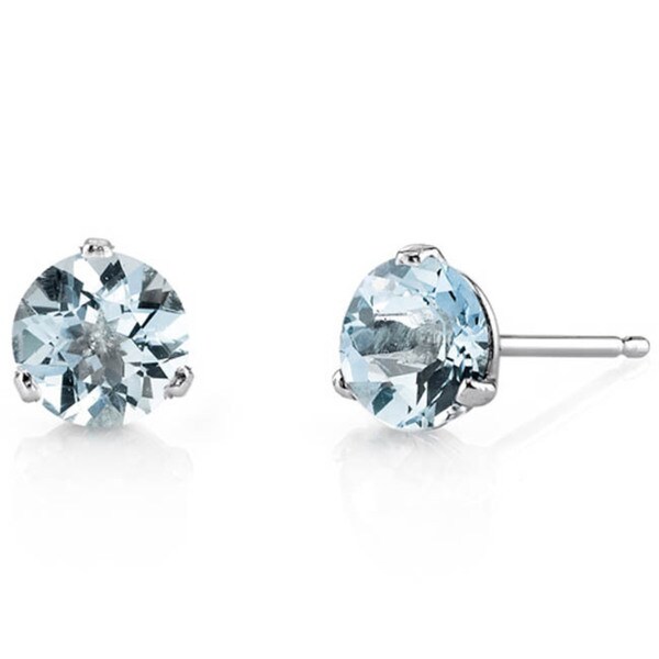 Oravo 14k White Gold Martini Style Round-cut Gemstone Stud Earrings
