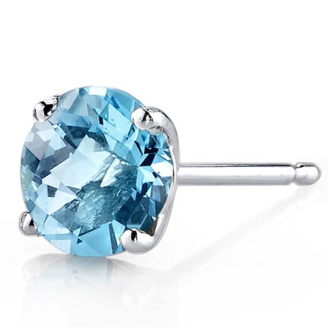 Oravo 14k White Gold Round-cut Gemstone Stud Earrings