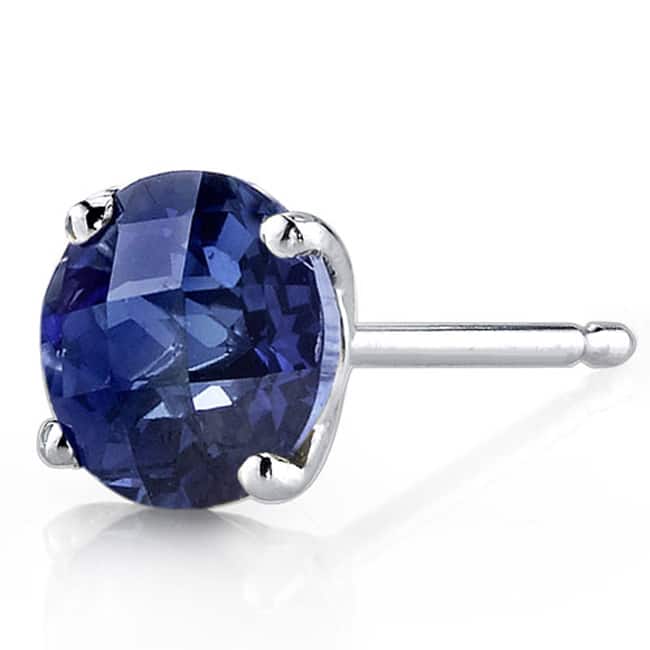 Oravo 14k White Gold Round-cut Gemstone Stud Earrings