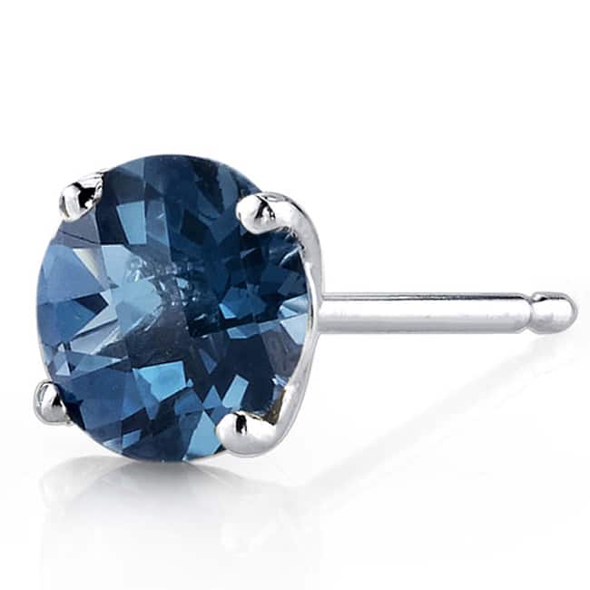 Oravo 14k White Gold Round-cut Gemstone Stud Earrings