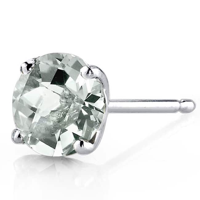 Oravo 14k White Gold Round-cut Gemstone Stud Earrings