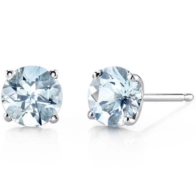 Oravo 14k White Gold Round-cut Gemstone Stud Earrings