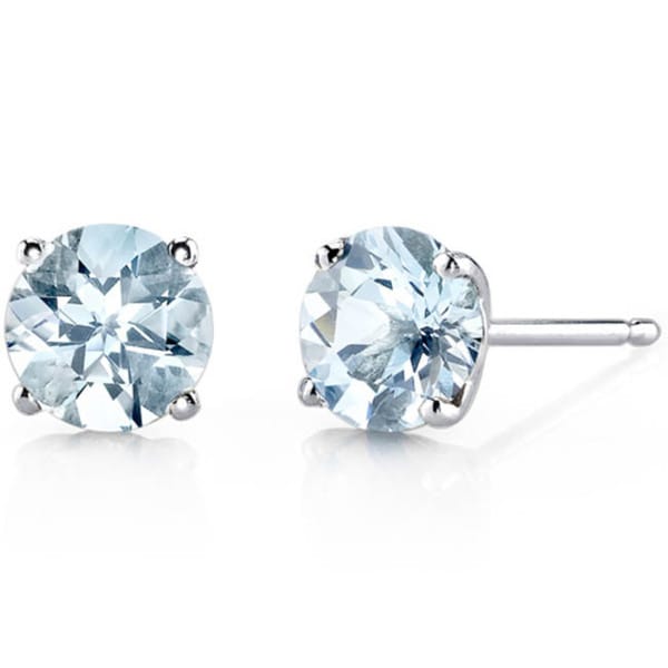 Oravo 14k White Gold Round-cut Gemstone Stud Earrings