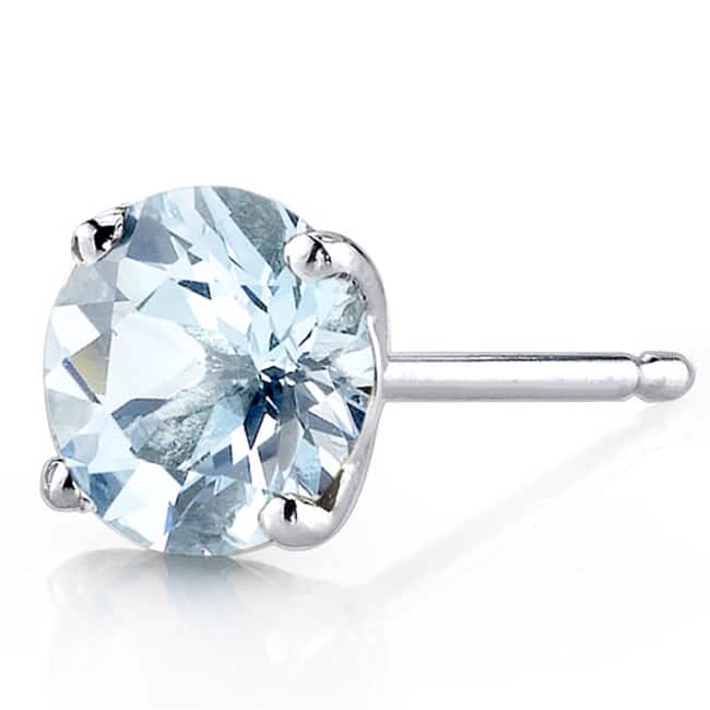 Oravo 14k White Gold Round-cut Gemstone Stud Earrings