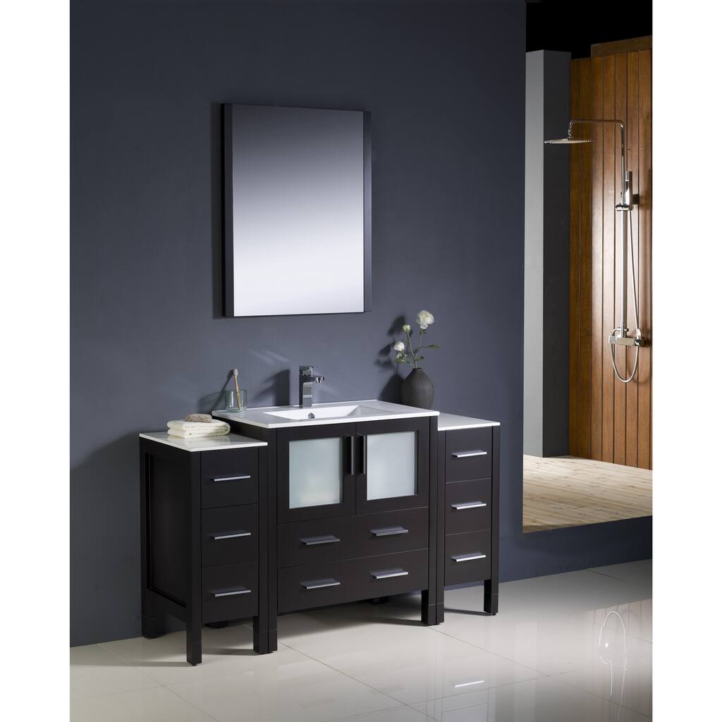 Fresca Torino 54-inch Espresso Modern Bathroom Vanity with 2 Side Cabinets and Undermount Sink