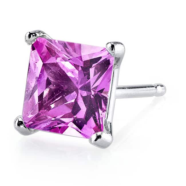 Oravo 14k White Gold Princess-cut Gemstone Stud Earrings