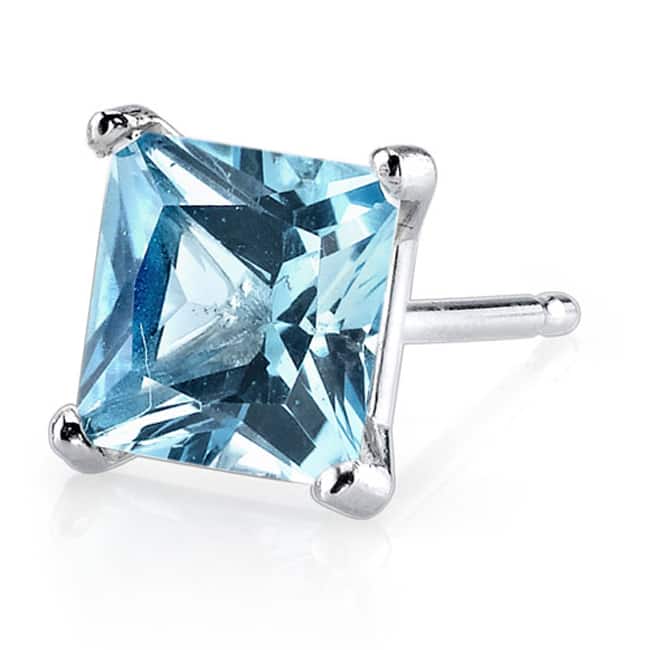 Oravo 14k White Gold Princess-cut Gemstone Stud Earrings