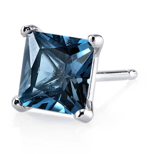 Oravo 14k White Gold Princess-cut Gemstone Stud Earrings