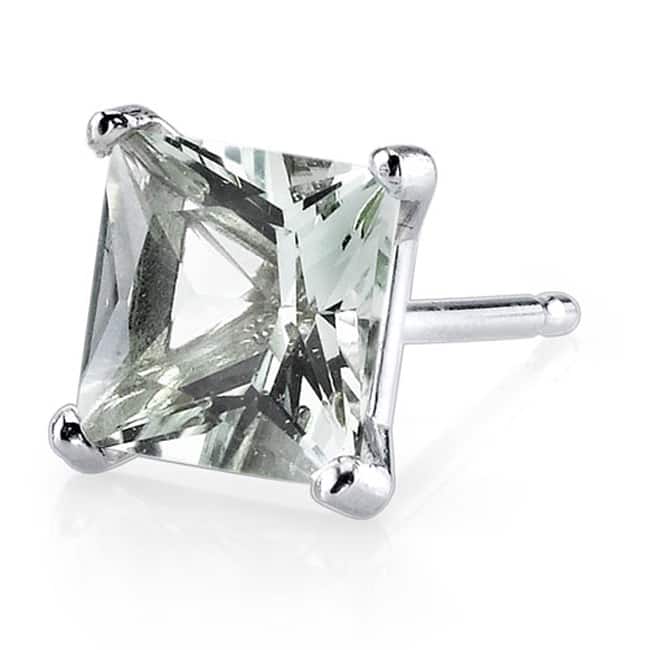 Oravo 14k White Gold Princess-cut Gemstone Stud Earrings