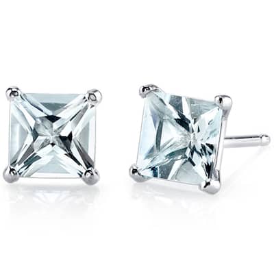 Oravo 14k White Gold Princess-cut Gemstone Stud Earrings
