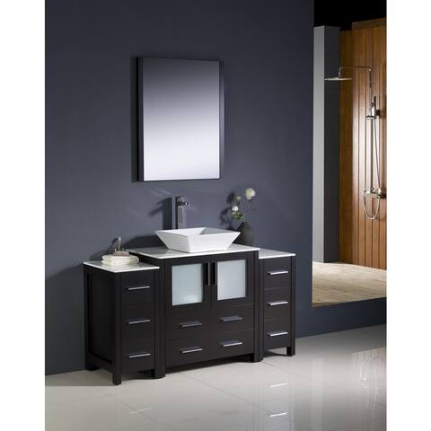 Fresca Torino 54-inch Espresso Modern Bathroom Vanity with 2 Side Cabinets and Vessel Sink