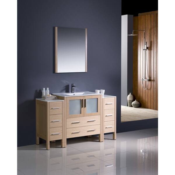 Shop Fresca Torino 54 Inch Light Oak Modern Bathroom Vanity With 2