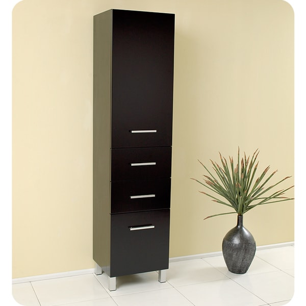 shop fresca espresso bathroom linen side cabinet with three pull out