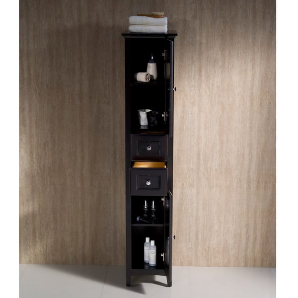 Shop Fresca Oxford Espresso Tall Bathroom Linen Cabinet Free