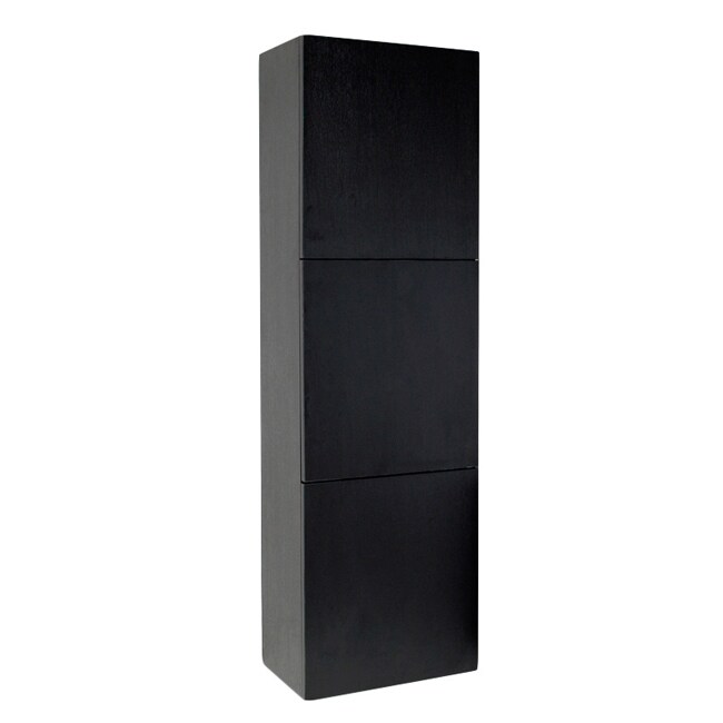 Fresca Black Bathroom Linen Side Cabinet With 3 Large Storage Bathroom Linen Side Cabinet