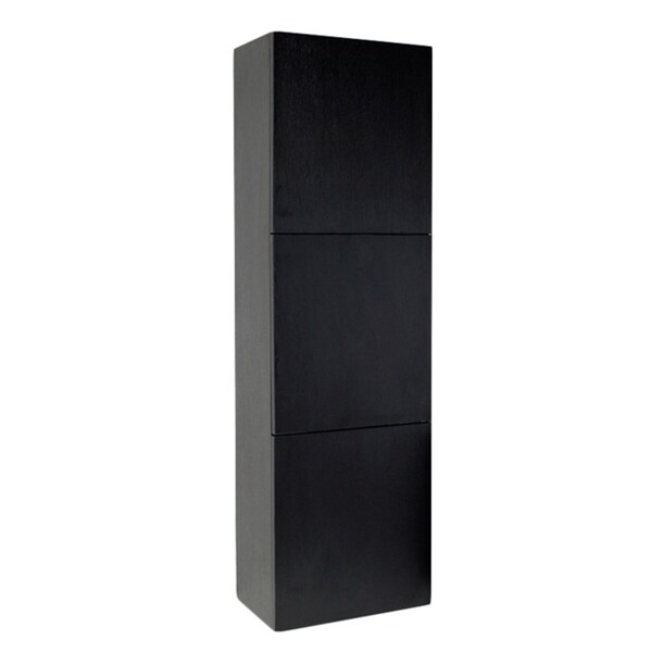Fresca Black Bathroom Linen Side Cabinet with 3 Large Storage Areas