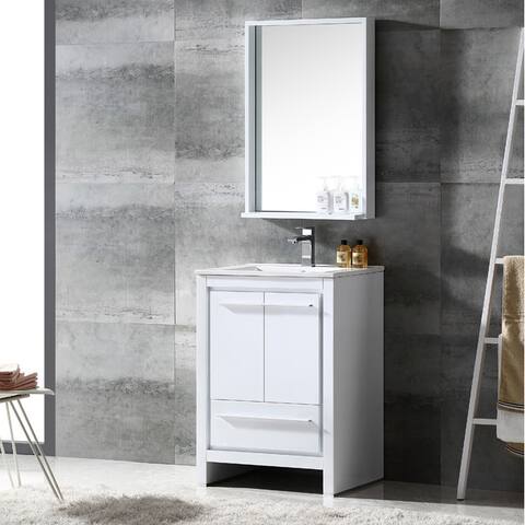 Fresca Allier 24-inch White Modern Bathroom Vanity with Mirror