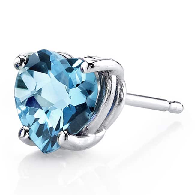 Oravo 14k White Gold Heart-cut Gemstone Stud Earrings