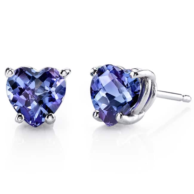Oravo 14k White Gold Heart-cut Gemstone Stud Earrings