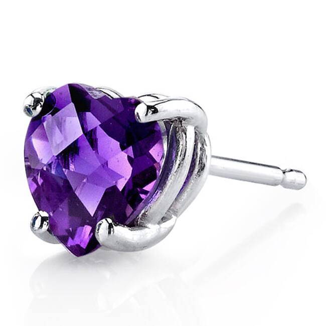 Oravo 14k White Gold Heart-cut Gemstone Stud Earrings
