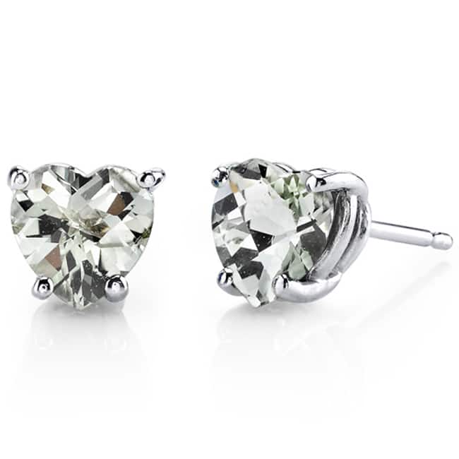 Oravo 14k White Gold Heart-cut Gemstone Stud Earrings