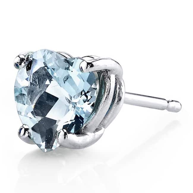 Oravo 14k White Gold Heart-cut Gemstone Stud Earrings