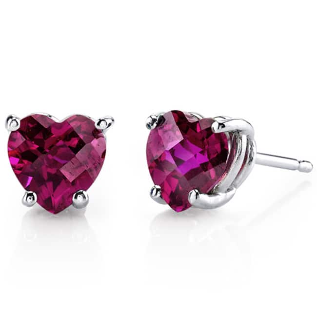 Oravo 14k White Gold Heart-cut Gemstone Stud Earrings
