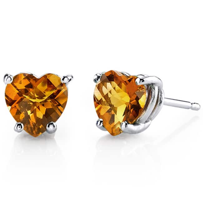 Oravo 14k White Gold Heart-cut Gemstone Stud Earrings