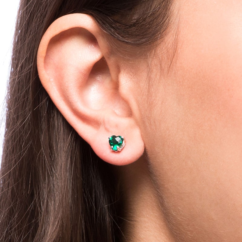 Oravo 14k White Gold Heart-cut Gemstone Stud Earrings