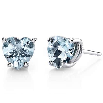 Oravo 14k White Gold Heart-cut Gemstone Stud Earrings