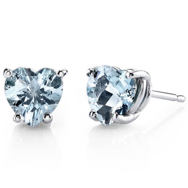 Oravo 14k White Gold Heart-cut Gemstone Stud Earrings