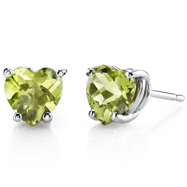 Oravo 14k White Gold Heart-cut Gemstone Stud Earrings